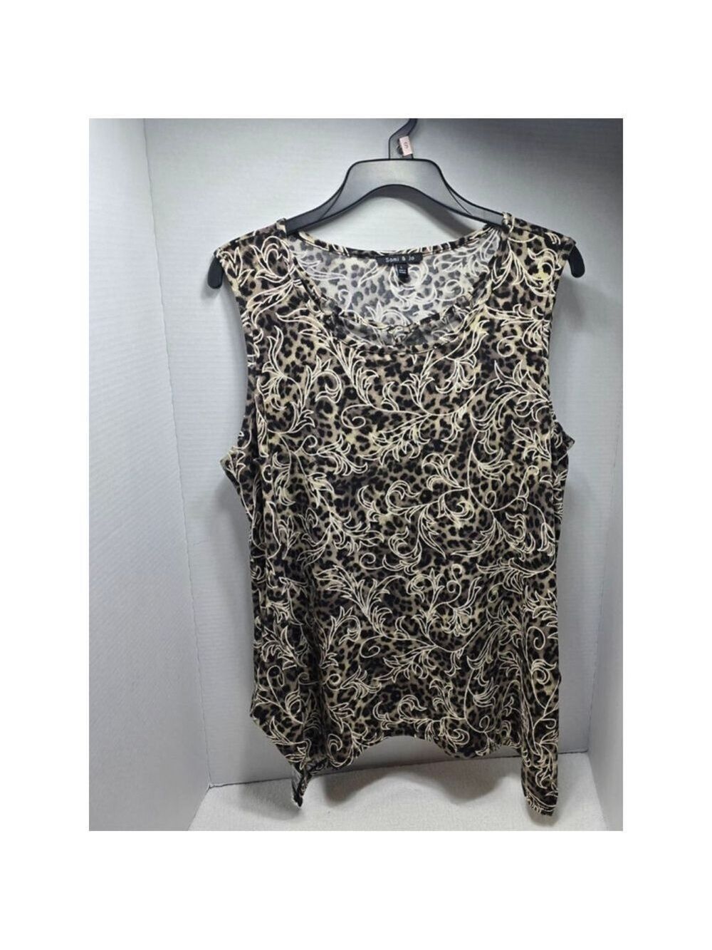 Women's Sami & Jo Leopard Print Tank Top L Brown Black